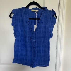 Stark Blue Ruffled Women's Blouse